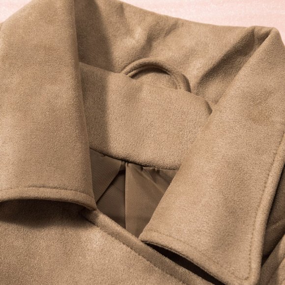 Khaki Zipper Notch Collar Crop Moto Jacket S - Picture 7 of 11